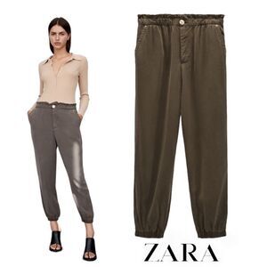 ZARA | Dark Khaki | FLOWY BAGGY PANTS